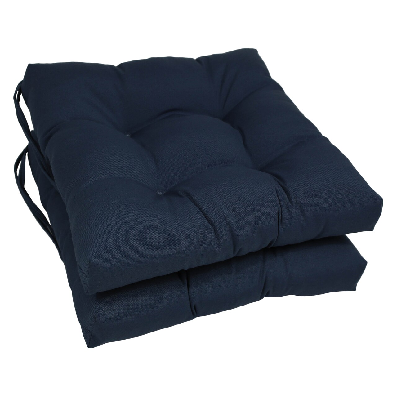 16-inch Solid Twill Square Tufted Chair Cushions (Set of 2) - Navy